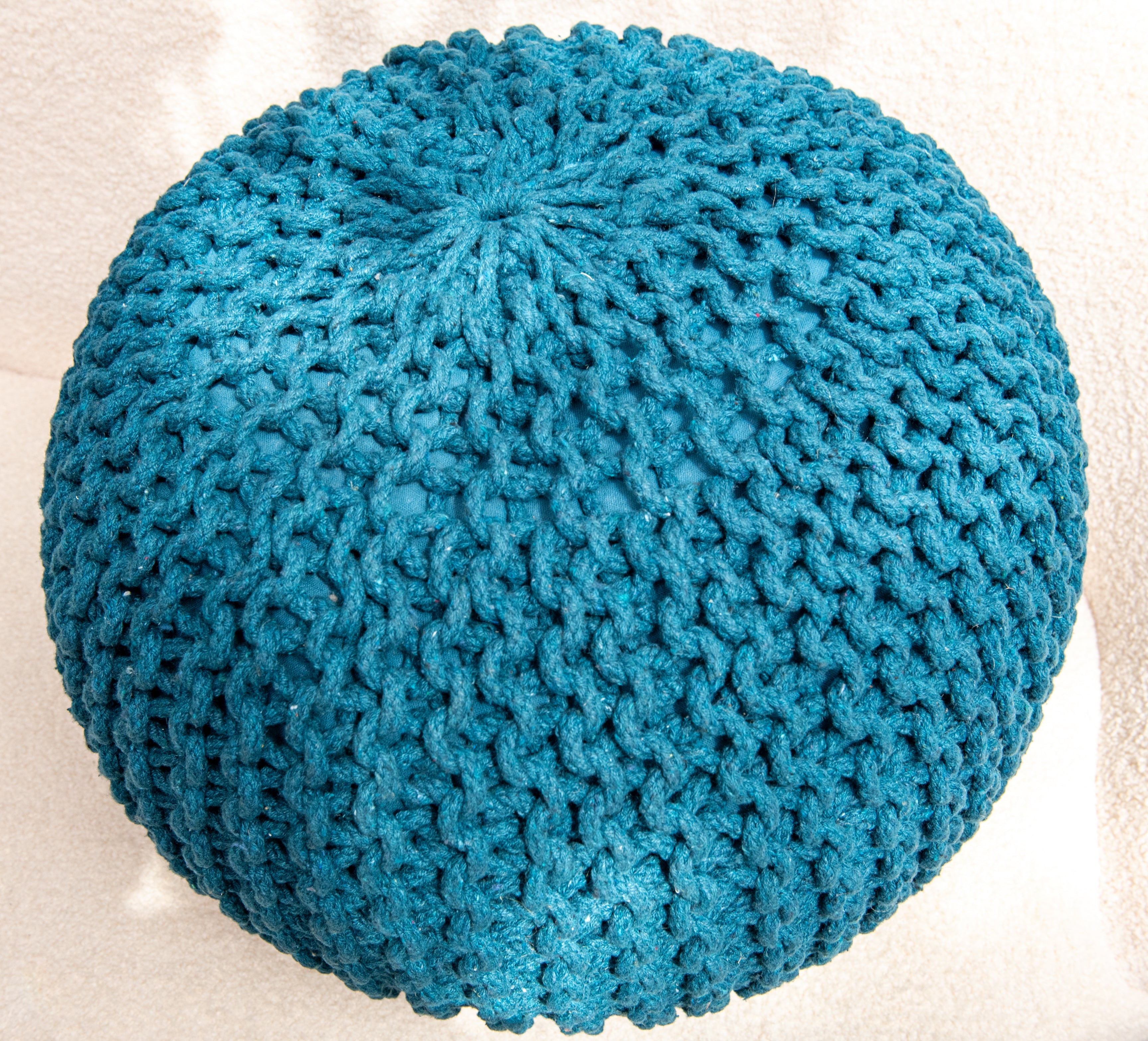 Boho Chic Intertwined Pouf- Turquoise