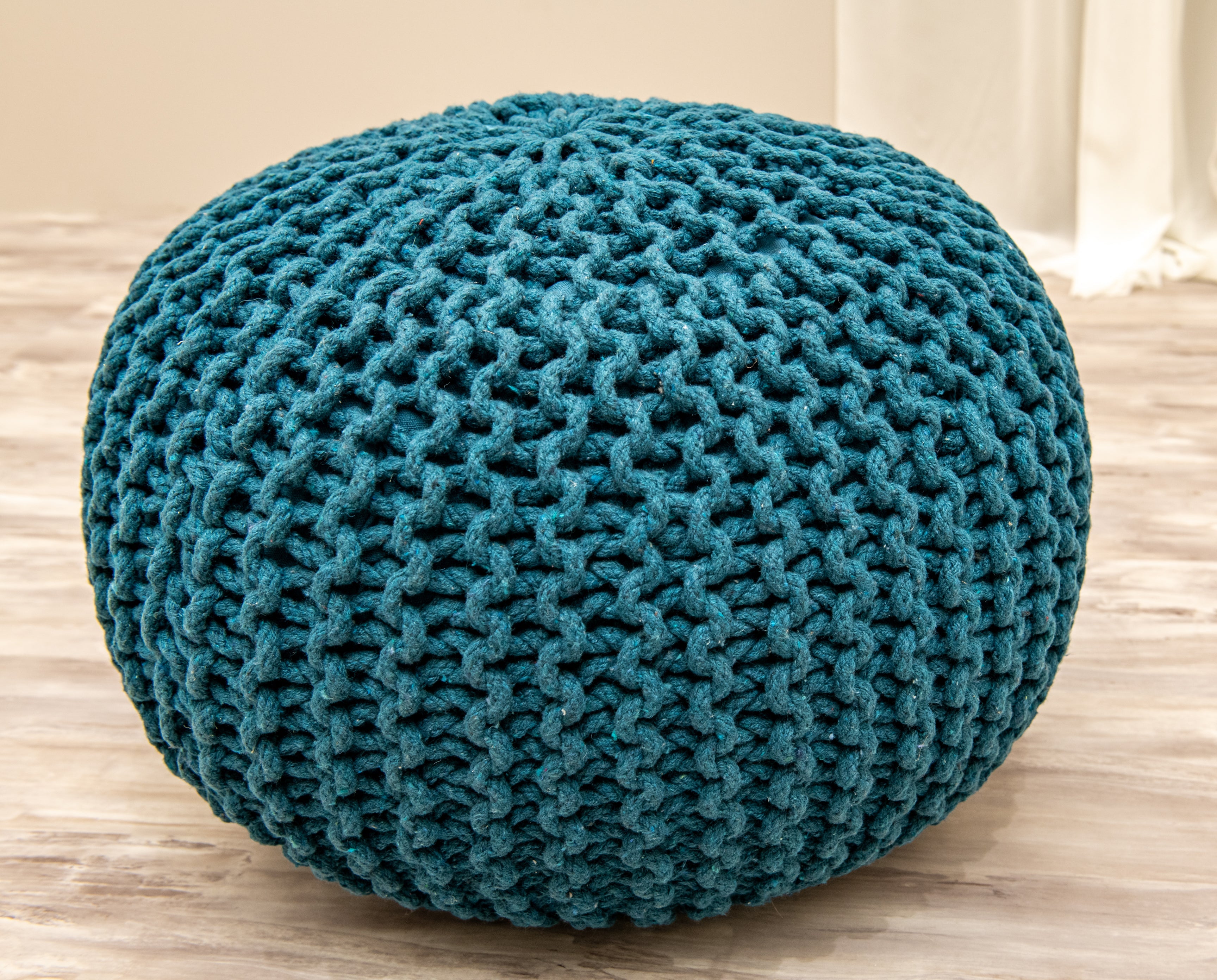 Boho Chic Intertwined Pouf- Turquoise