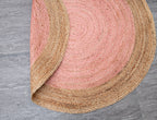 Handmade Braided Light Pink Rug - Jute -Round