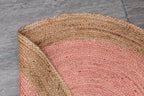 Handmade Braided Light Pink Rug - Jute -Round