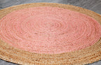 Handmade Braided Light Pink Rug - Jute -Round