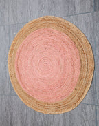 Handmade Braided Light Pink Rug - Jute -Round
