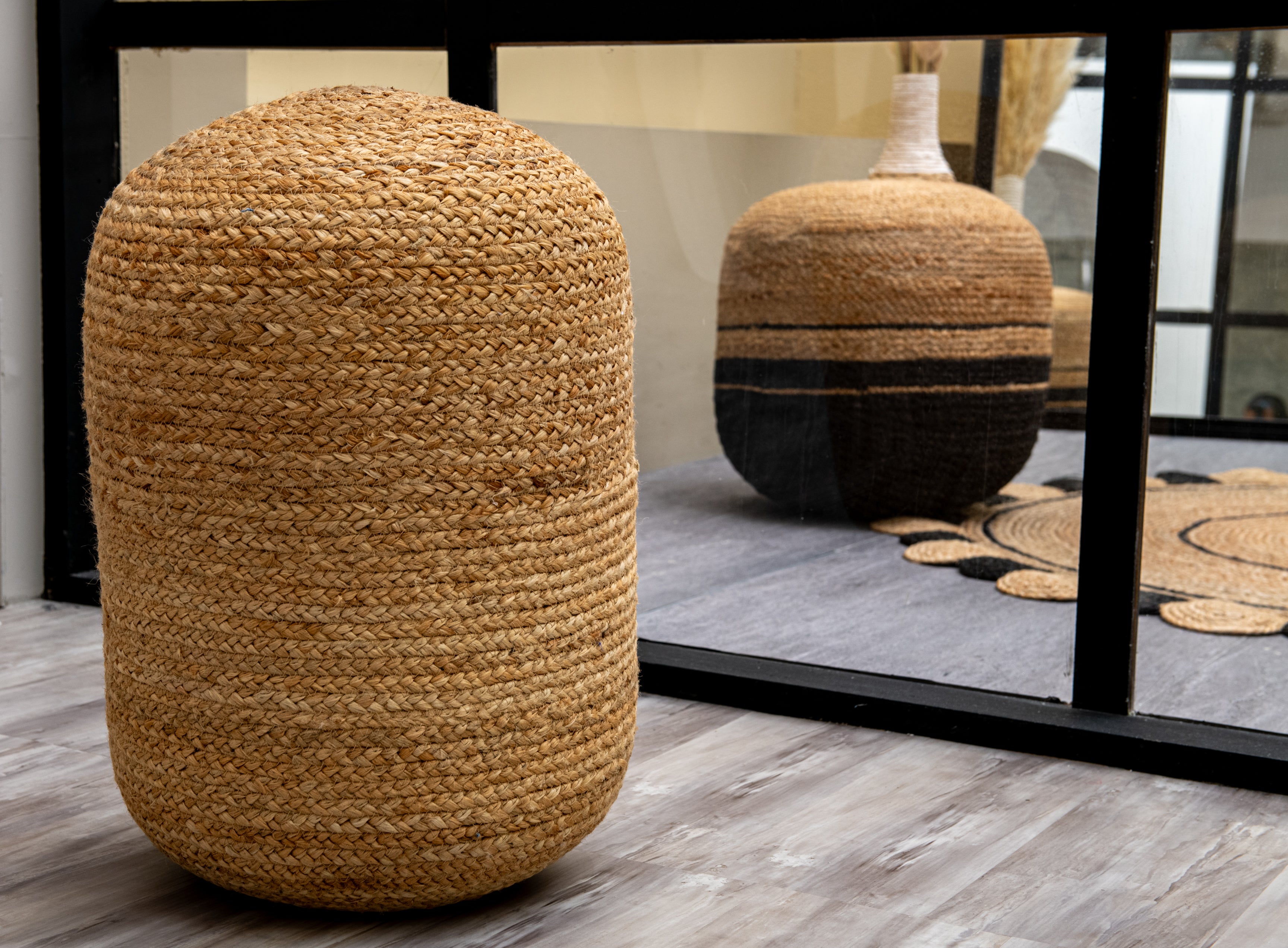 Large Organic Jute Pouf