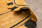Eco-Chic Rug with Black Circular Border - Jute -Round
