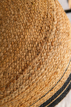 Hand Knotted Circle Motif Pouf -Jute and Black