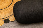 Large Organic Jute Pouf - Black