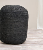 Large Organic Jute Pouf - Black