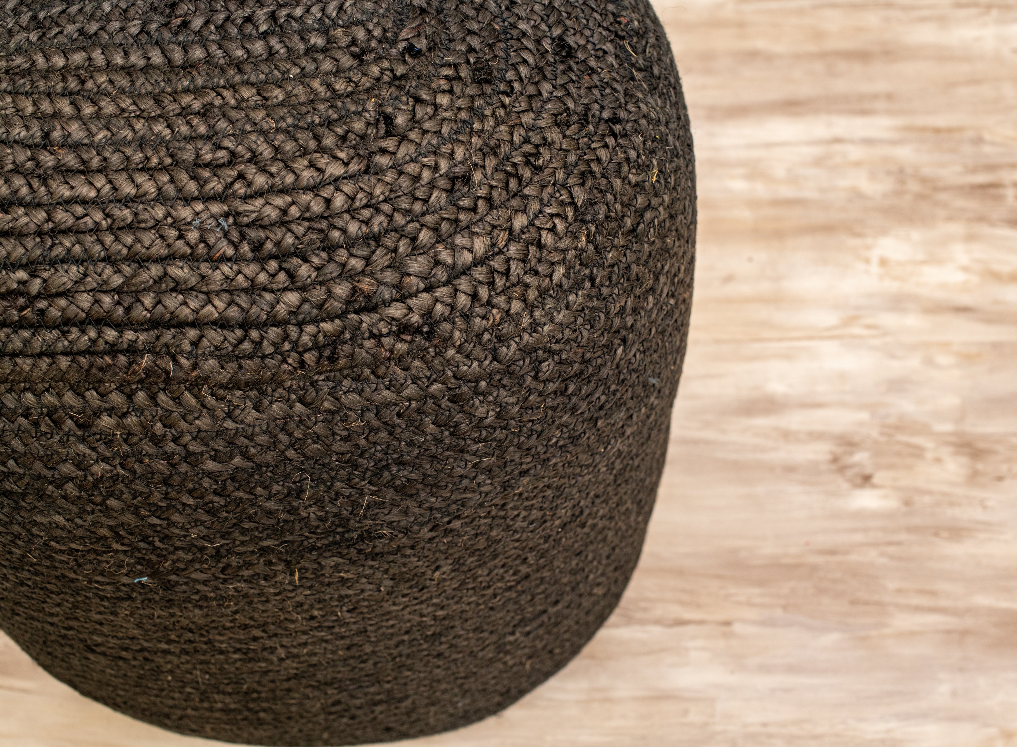 Large Organic Jute Pouf - Black