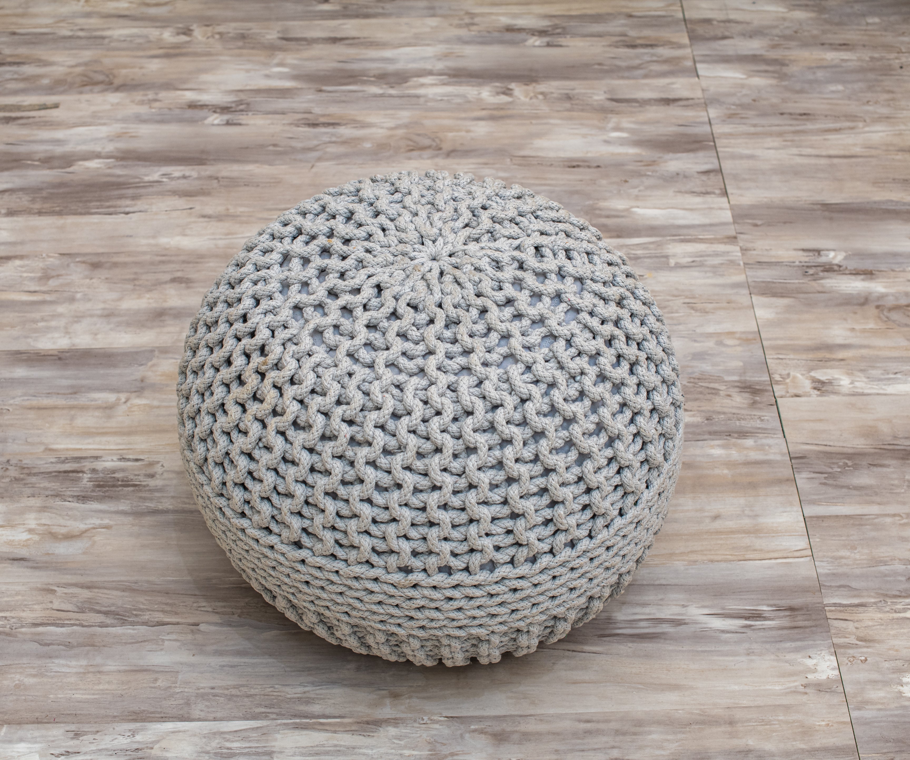 Boho Chic Intertwined Pouf- Grey