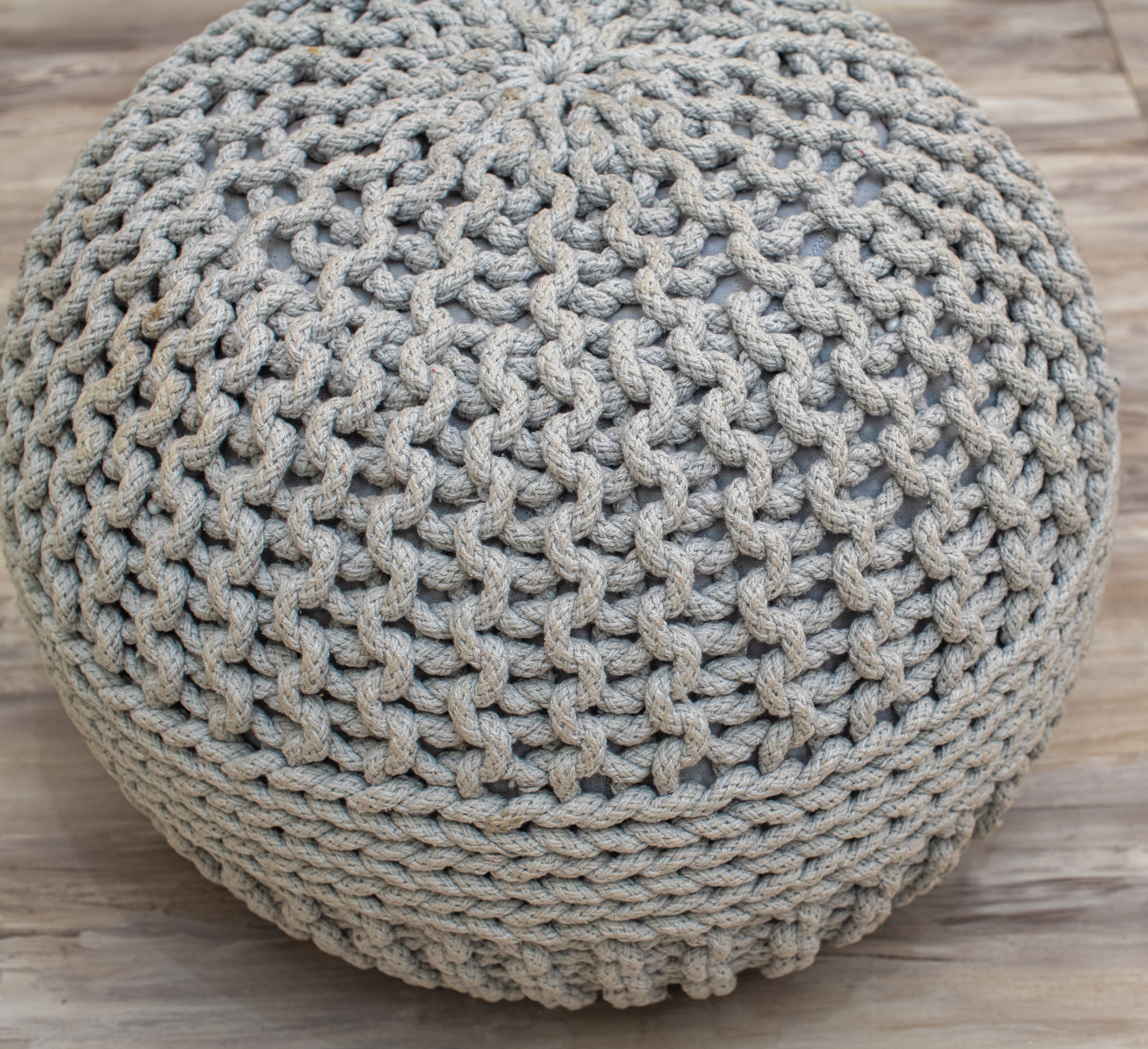 Boho Chic Intertwined Pouf- Grey