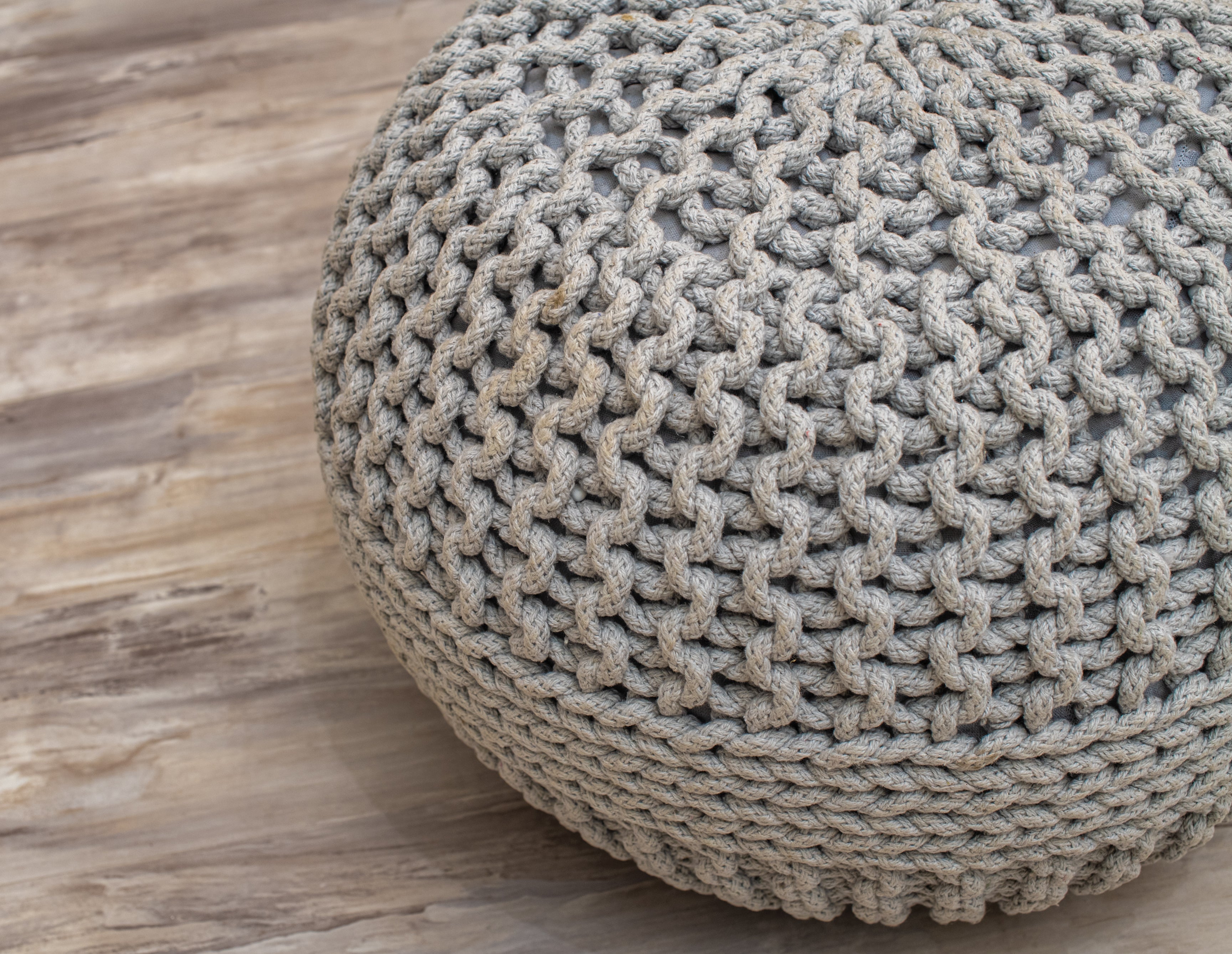 Boho Chic Intertwined Pouf- Grey