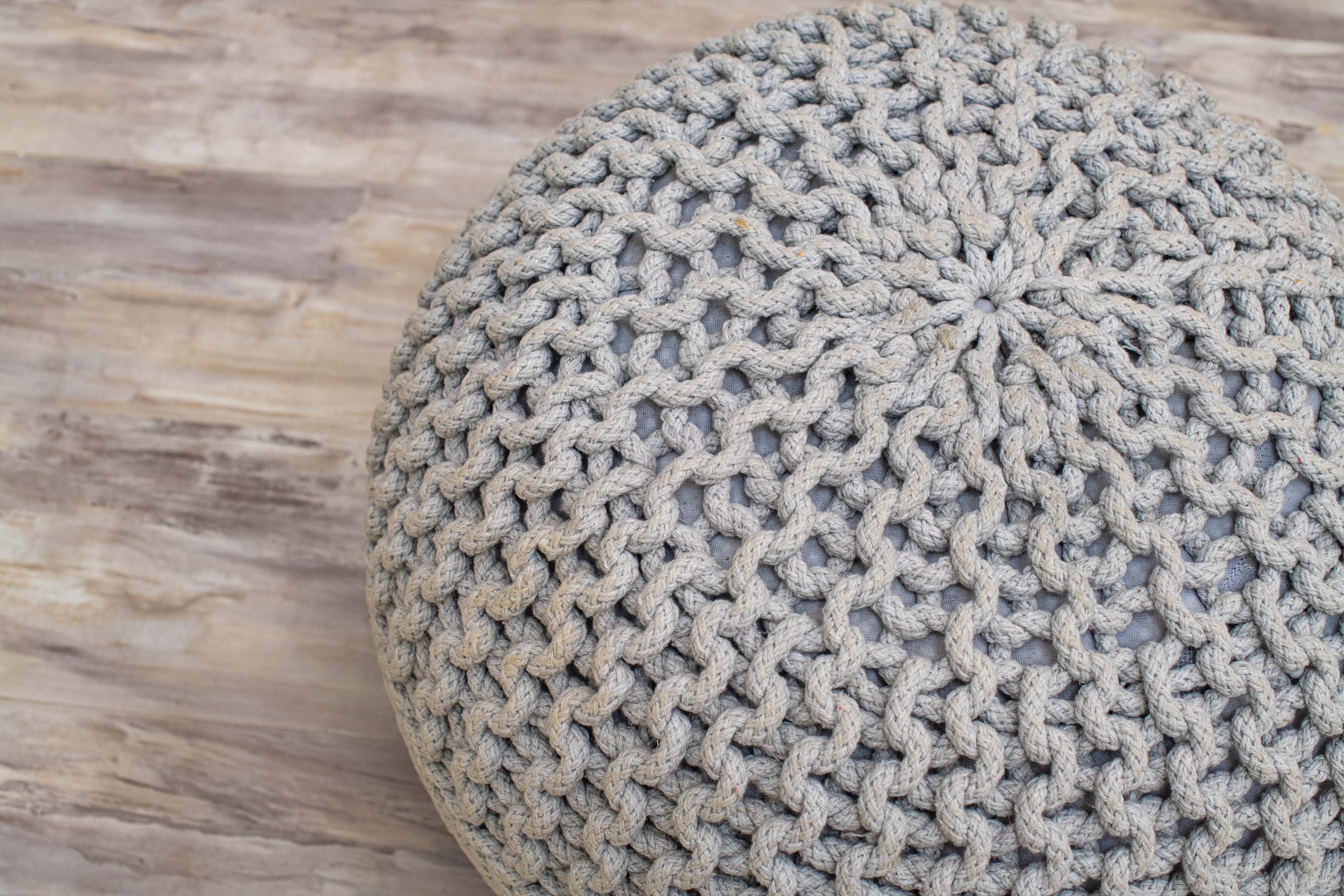Boho Chic Intertwined Pouf- Grey