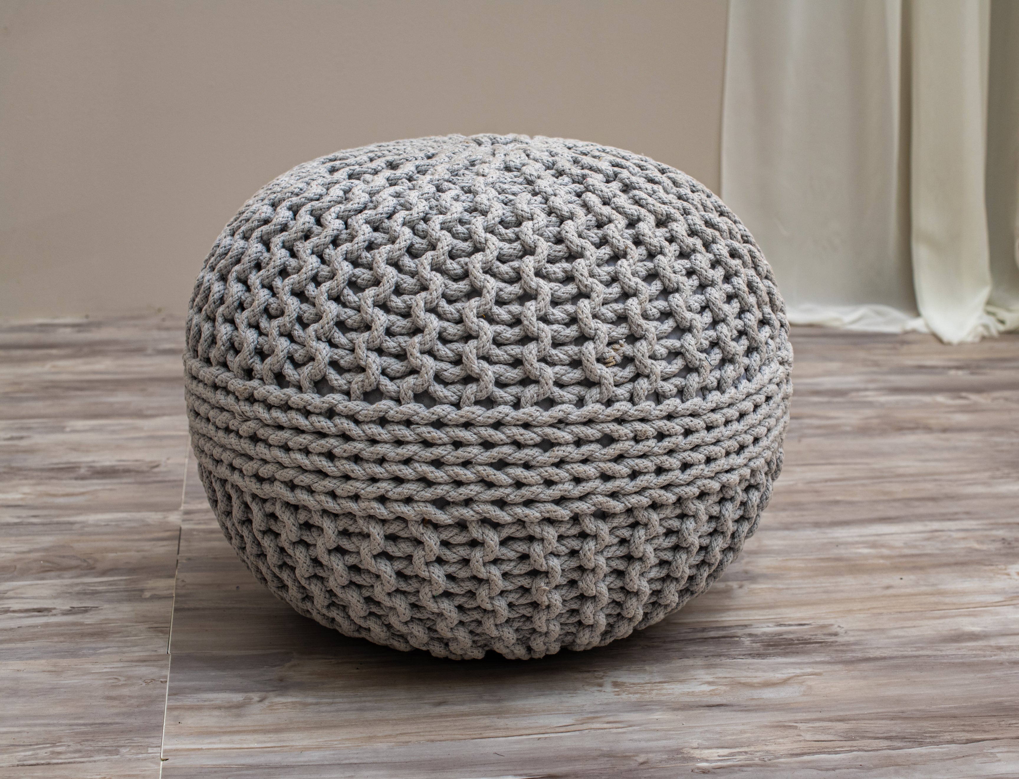 Boho Chic Intertwined Pouf- Grey