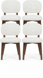 Cloud Comfortent Dining Chairs Set of 4- Solid Wood Legs,Walnut Finish,Textured Fabric-Ideal for Home/Office/Hotel