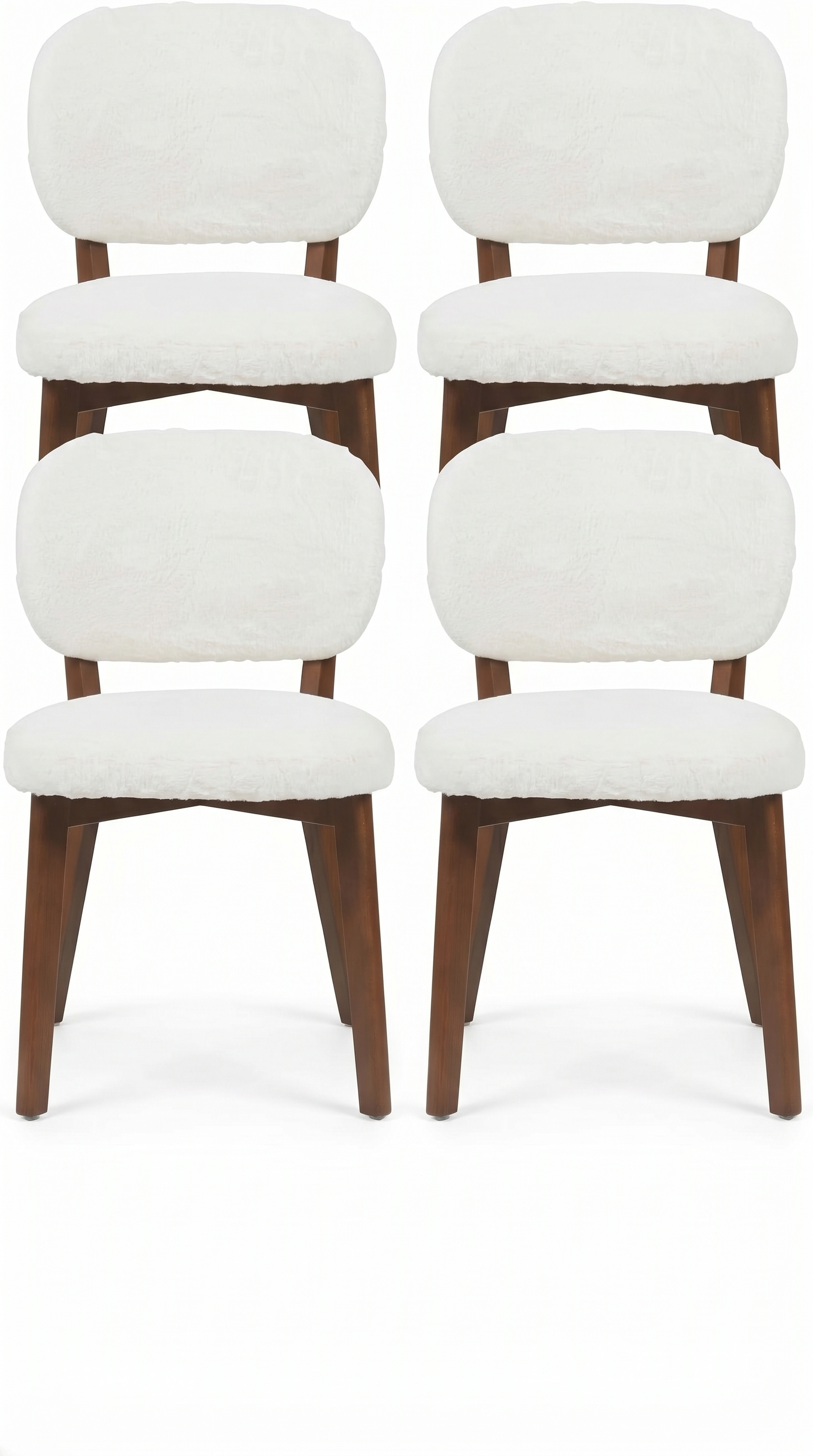 Cloud Comfortent Dining Chairs Set of 4- Solid Wood Legs,Walnut Finish,Textured Fabric-Ideal for Home/Office/Hotel