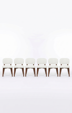 Cloud Comfortent Dining Chairs Set of 6- Solid Wood Legs,Walnut Finish,Textured Fabric-Ideal for Home/Office/Hotel