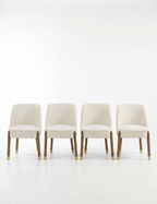 Luxe Accent Dining Chairs Set of 4- Solid Wood Legs with natural Walnut Stain,Textured Fabric-Ideal for Home/Office/Hotel