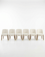 Luxe Accent Dining Chairs Set of 6- Solid Wood Legs with natural Walnut Stain,Textured Fabric-Ideal for Home/Office/Hotel