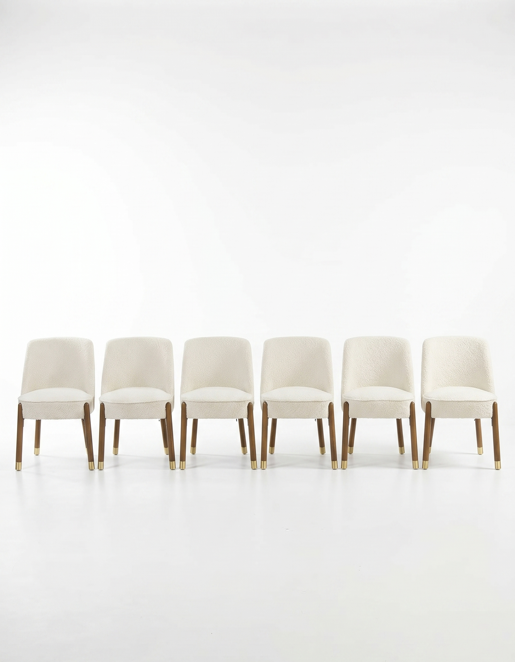 Luxe Accent Dining Chairs Set of 6- Solid Wood Legs with natural Walnut Stain,Textured Fabric-Ideal for Home/Office/Hotel