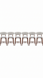 Home Aara Aero Lounge Set of 6, Textured Fabric, Curved Back,Comfortable, Solid Wood Frame, Ideal for Dining Table/Home/Office