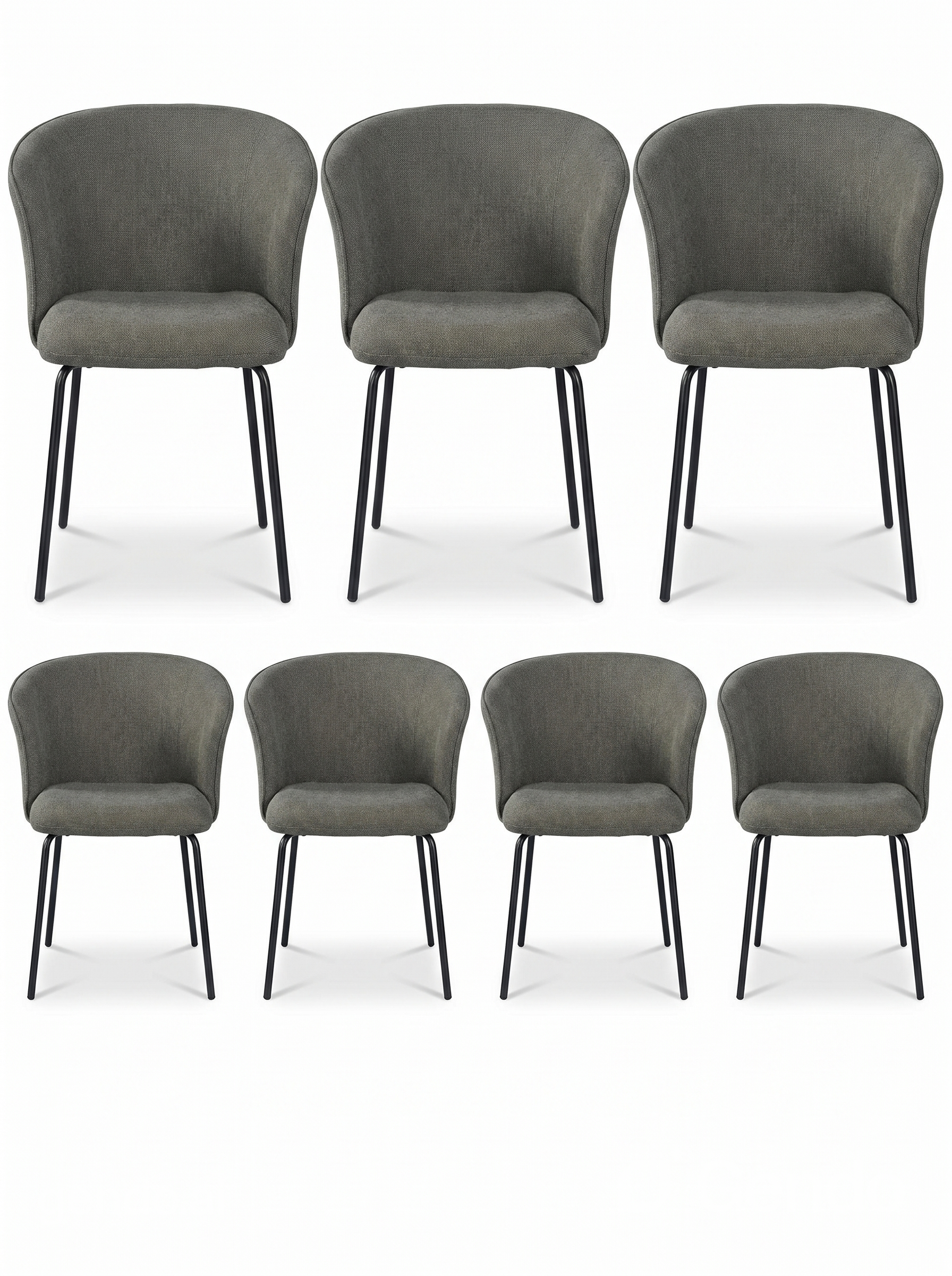 Slate Arc Upholstered Chairs Set of 6