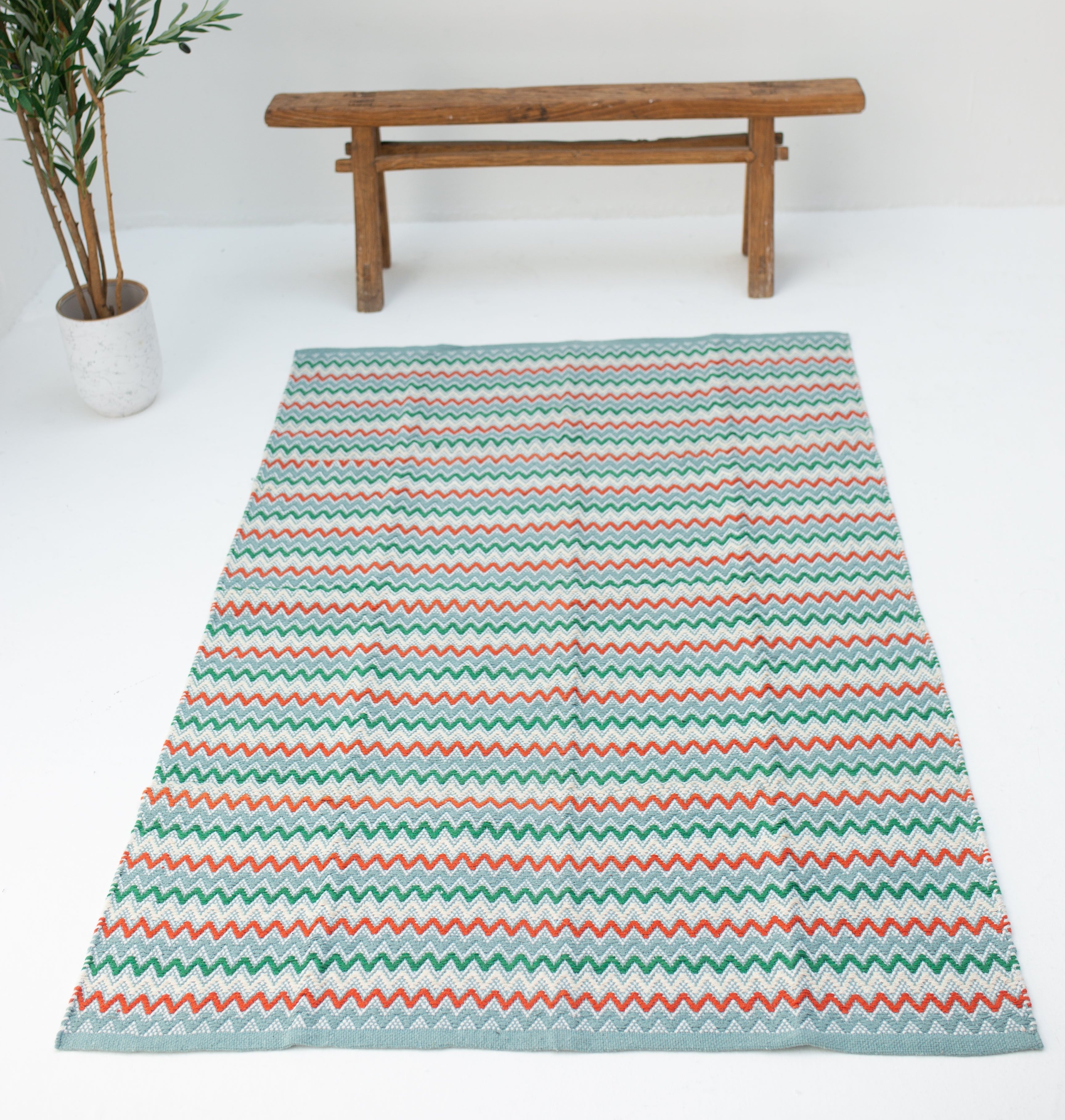 Pastel Multicolor Cotton Handcrafted Carpet
