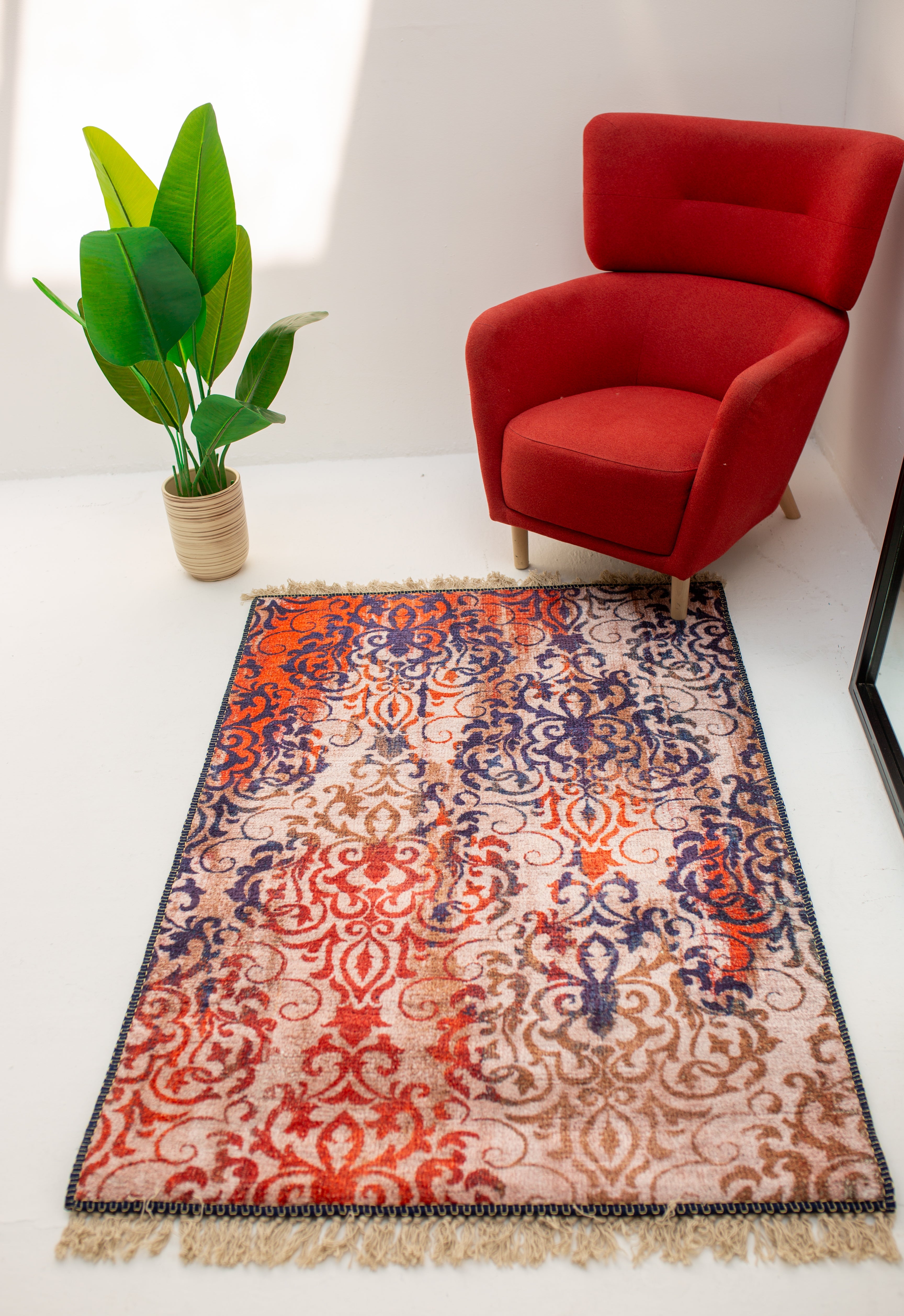 Native-Inspired Multicolor Rug - Faux Silk- Rectangle