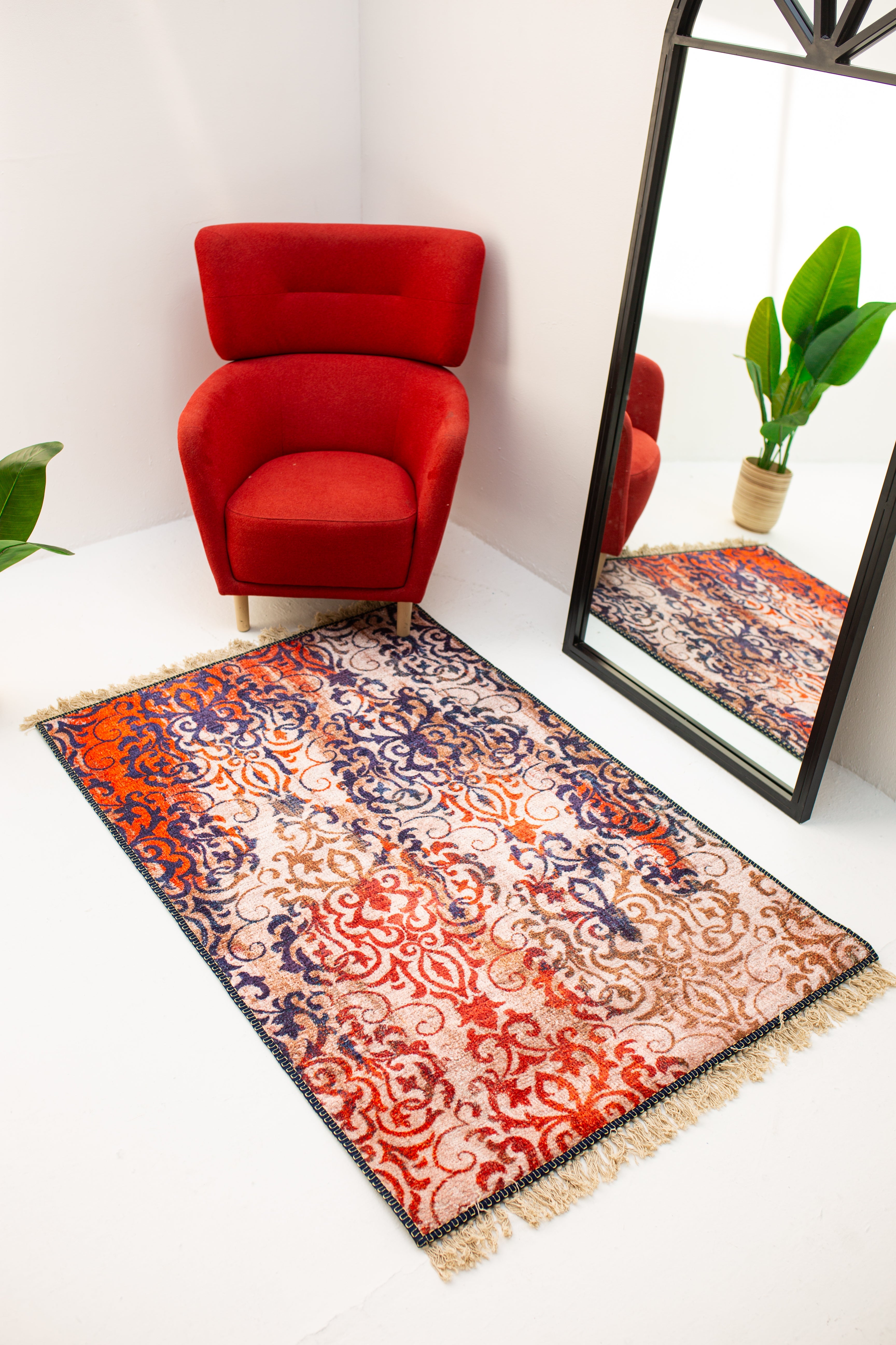 Native-Inspired Multicolor Rug - Faux Silk- Rectangle