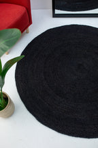 Natural Black Rug - Jute -Round