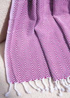 Chevron Pattern Sofa Throw- Purple and White