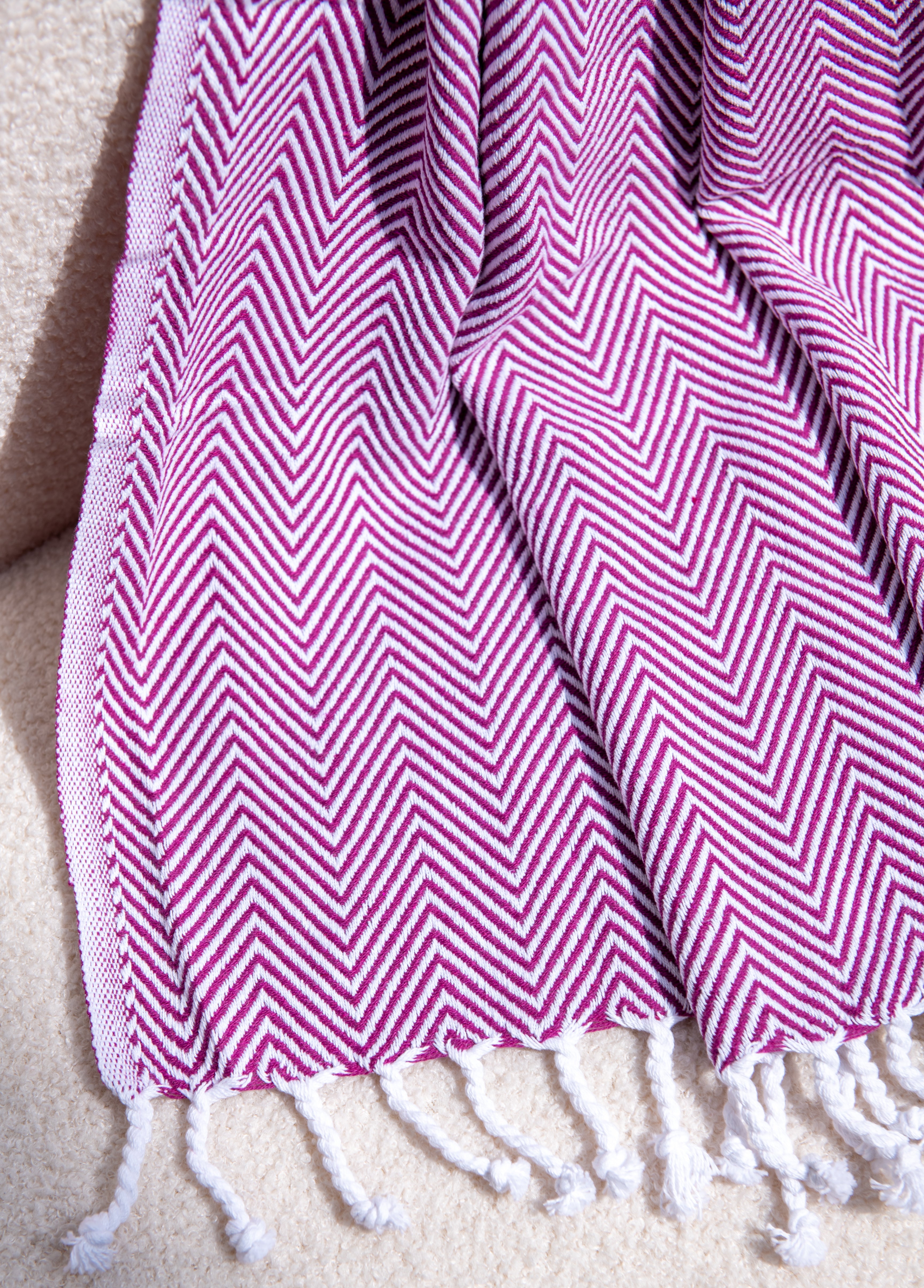Chevron Pattern Sofa Throw- Purple and White