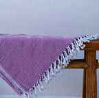 Chevron Pattern Sofa Throw- Purple and White