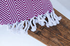 Chevron Pattern Sofa Throw- Purple and White