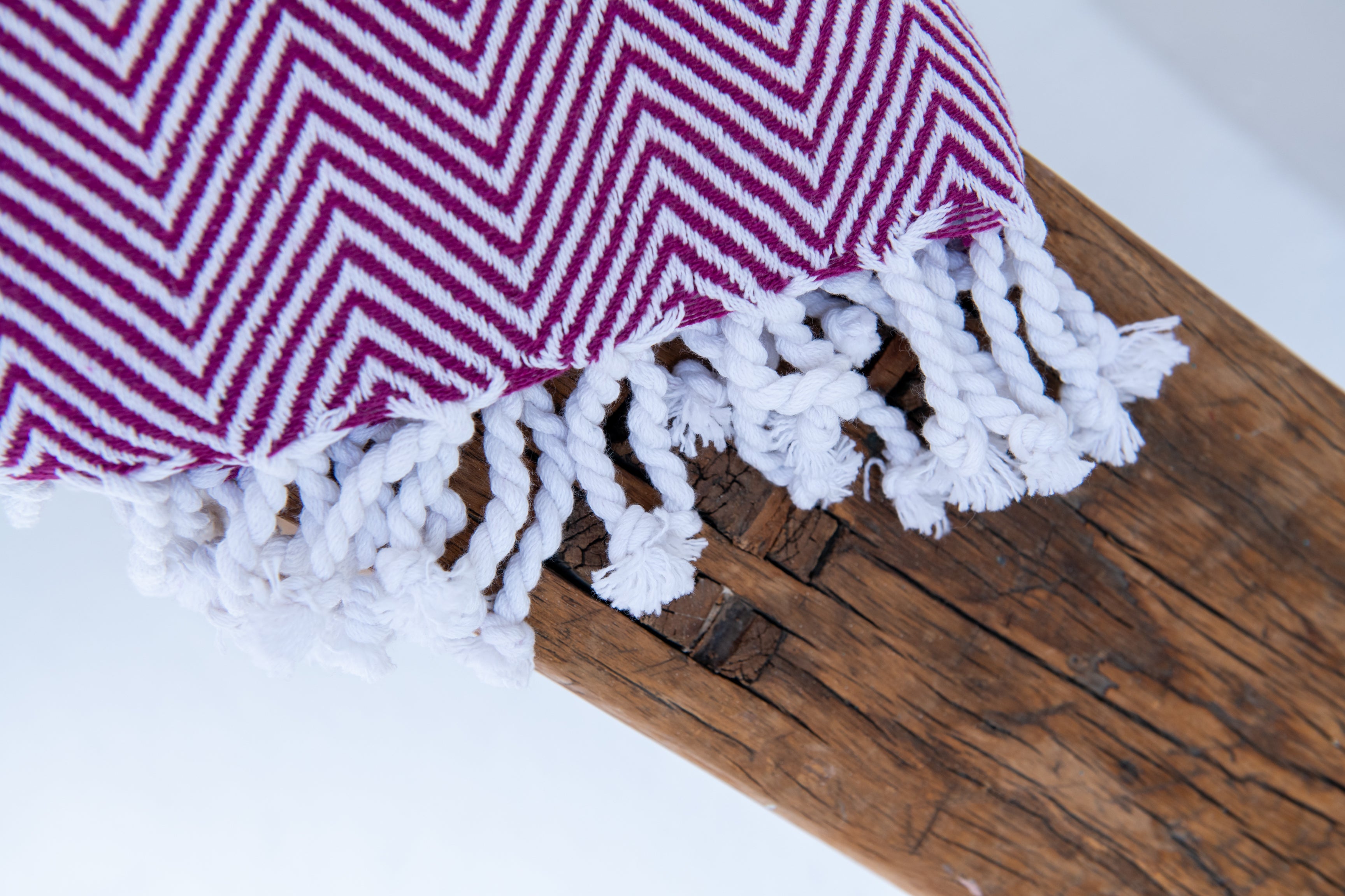 Chevron Pattern Sofa Throw- Purple and White