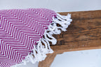 Chevron Pattern Sofa Throw- Purple and White
