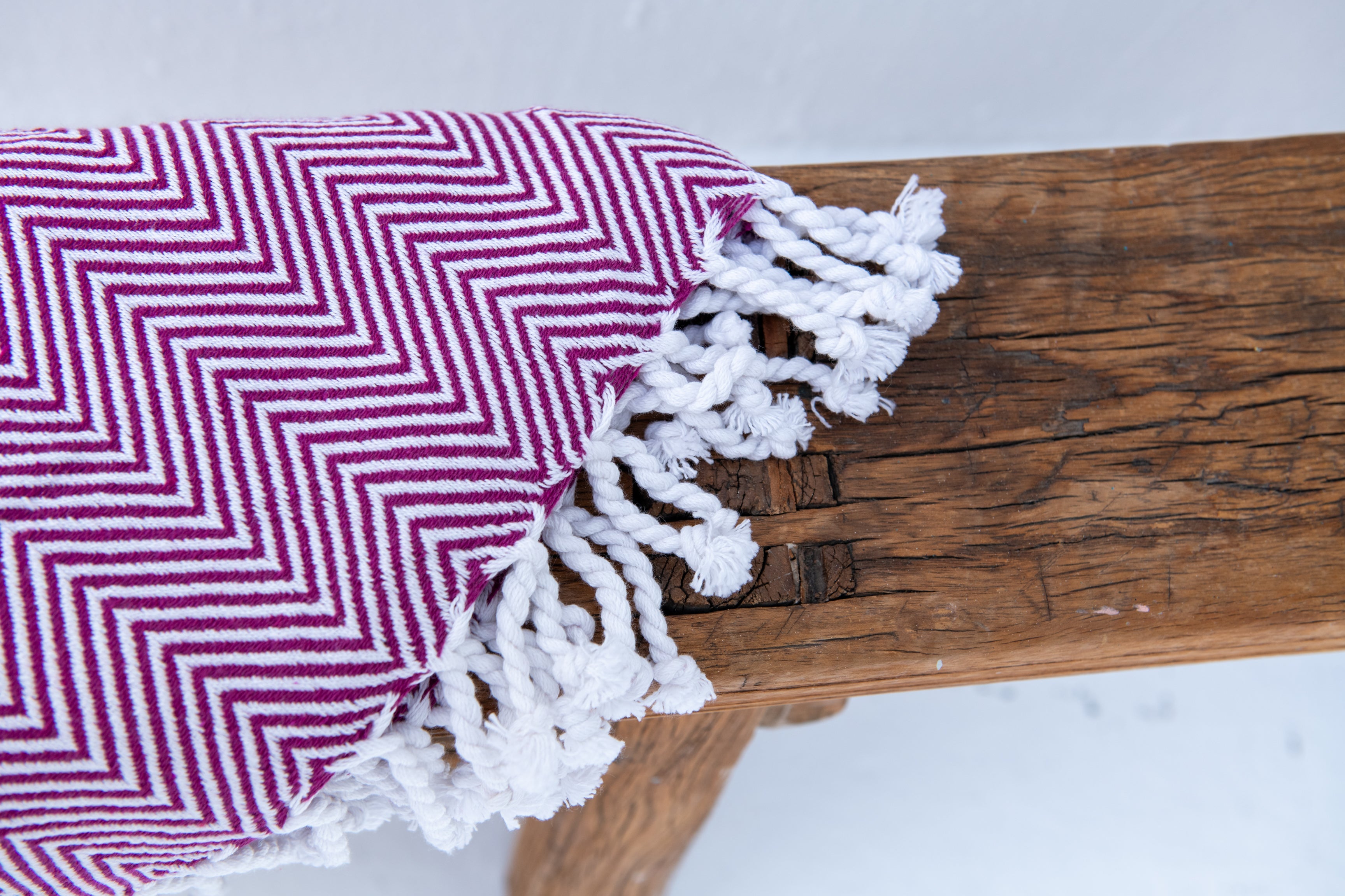 Chevron Pattern Sofa Throw- Purple and White