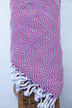 Chevron Pattern Sofa Throw- Purple and White