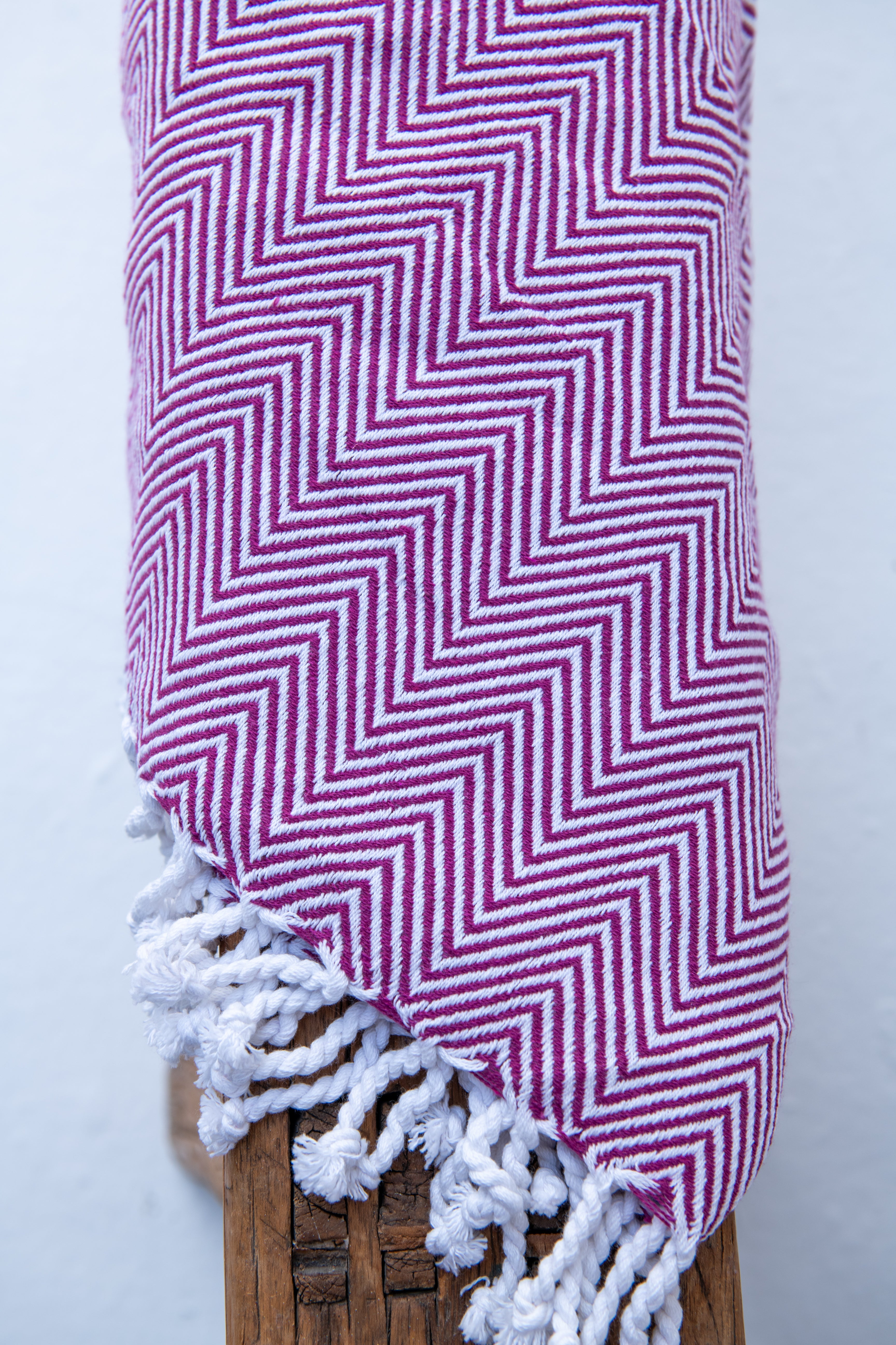 Chevron Pattern Sofa Throw- Purple and White