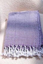 Geometric Pattern Sofa Throw- Purple and White