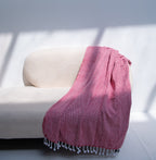 Geometric Pattern Sofa Throw- Red and White