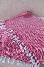Geometric Pattern Sofa Throw- Red and White