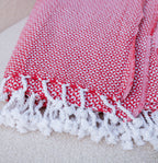 Geometric Pattern Sofa Throw- Red and White