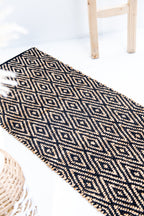 Well Crafted Handwoven Diamond Pattern Rug - Cotton and Jute