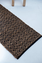 Well Crafted Handwoven Diamond Pattern Rug - Cotton and Jute