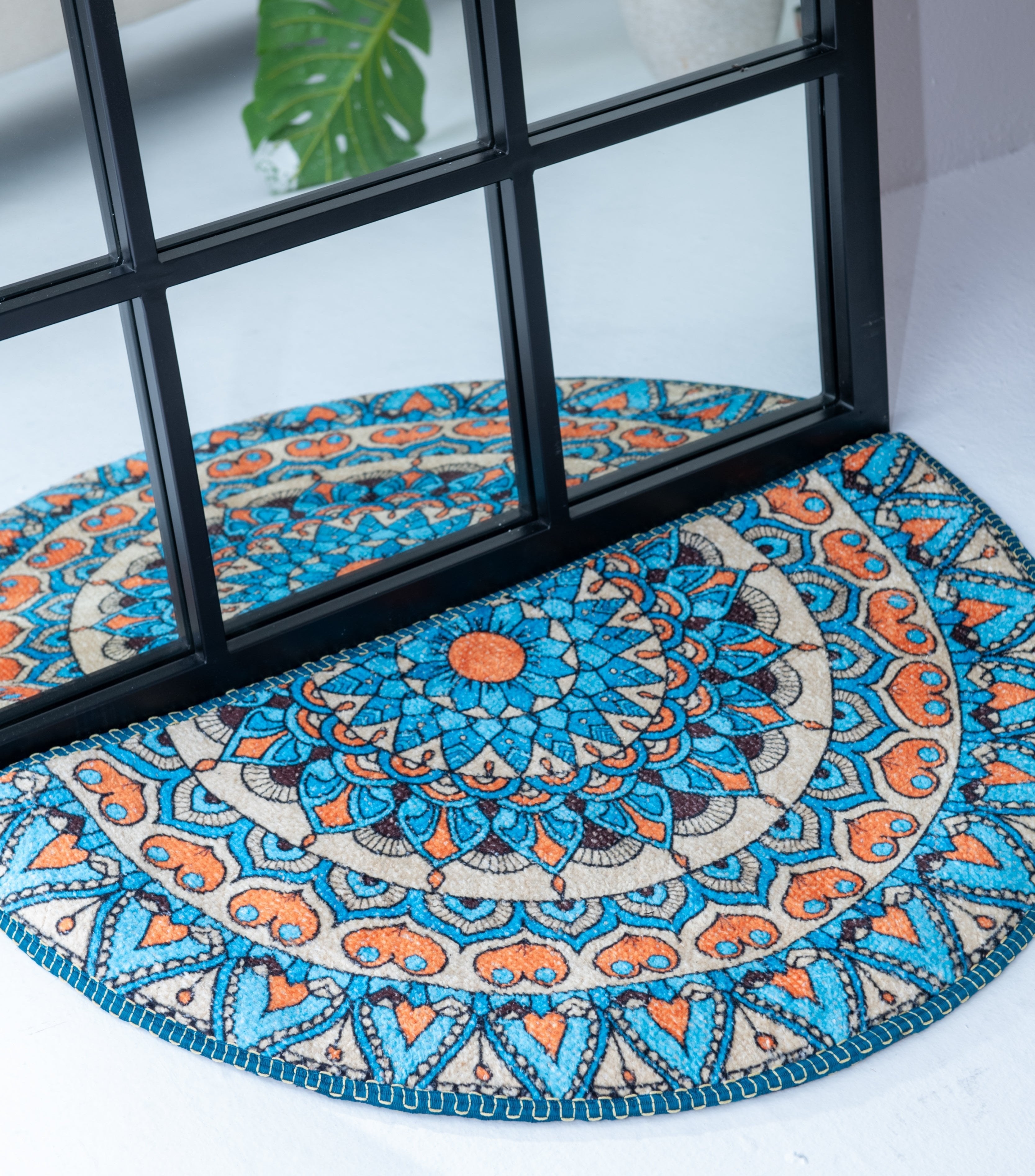 Blooming Blue-Hued Rangoli Pattern- Inside and Out
