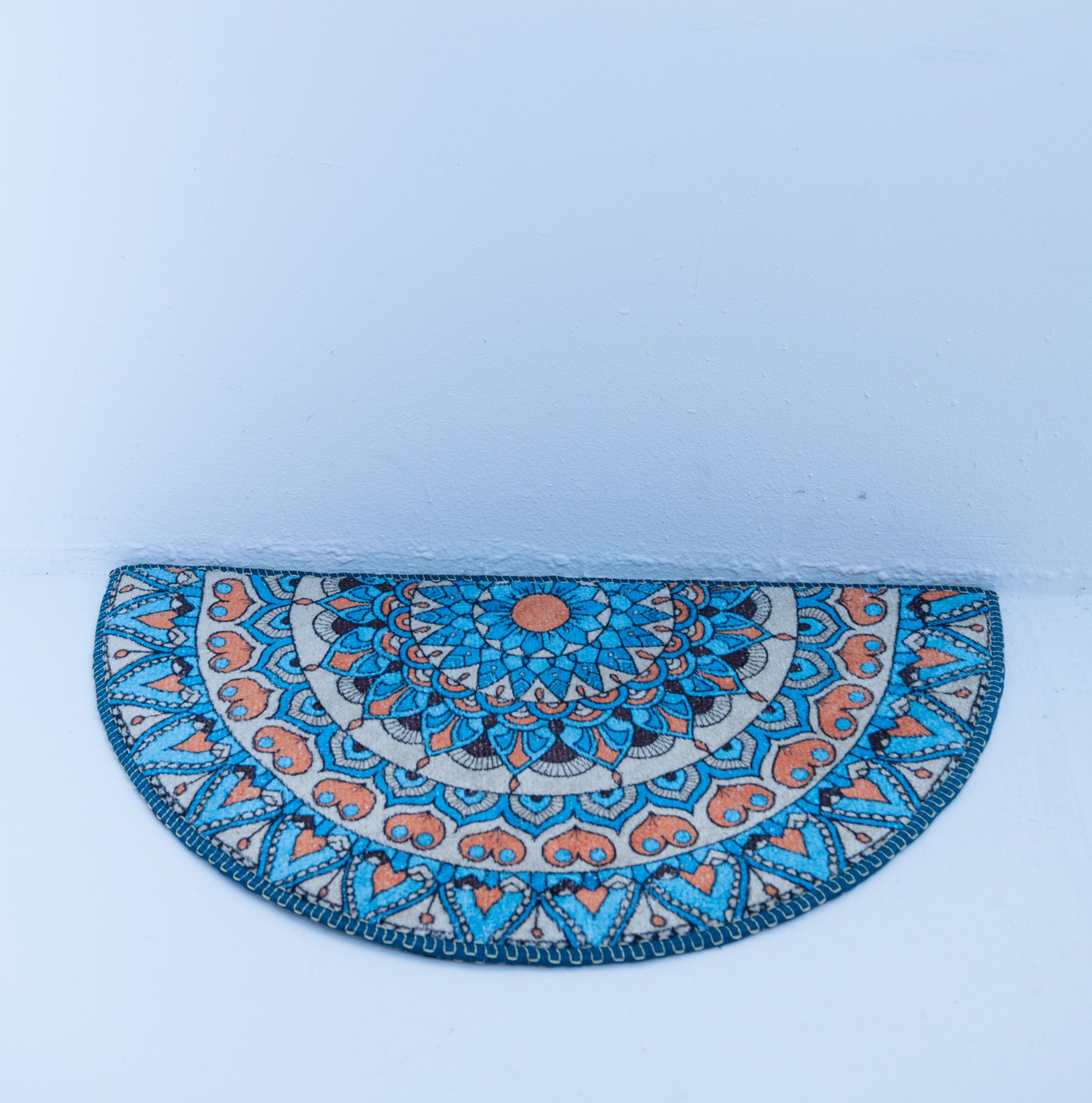 Blooming Blue-Hued Rangoli Pattern- Inside and Out