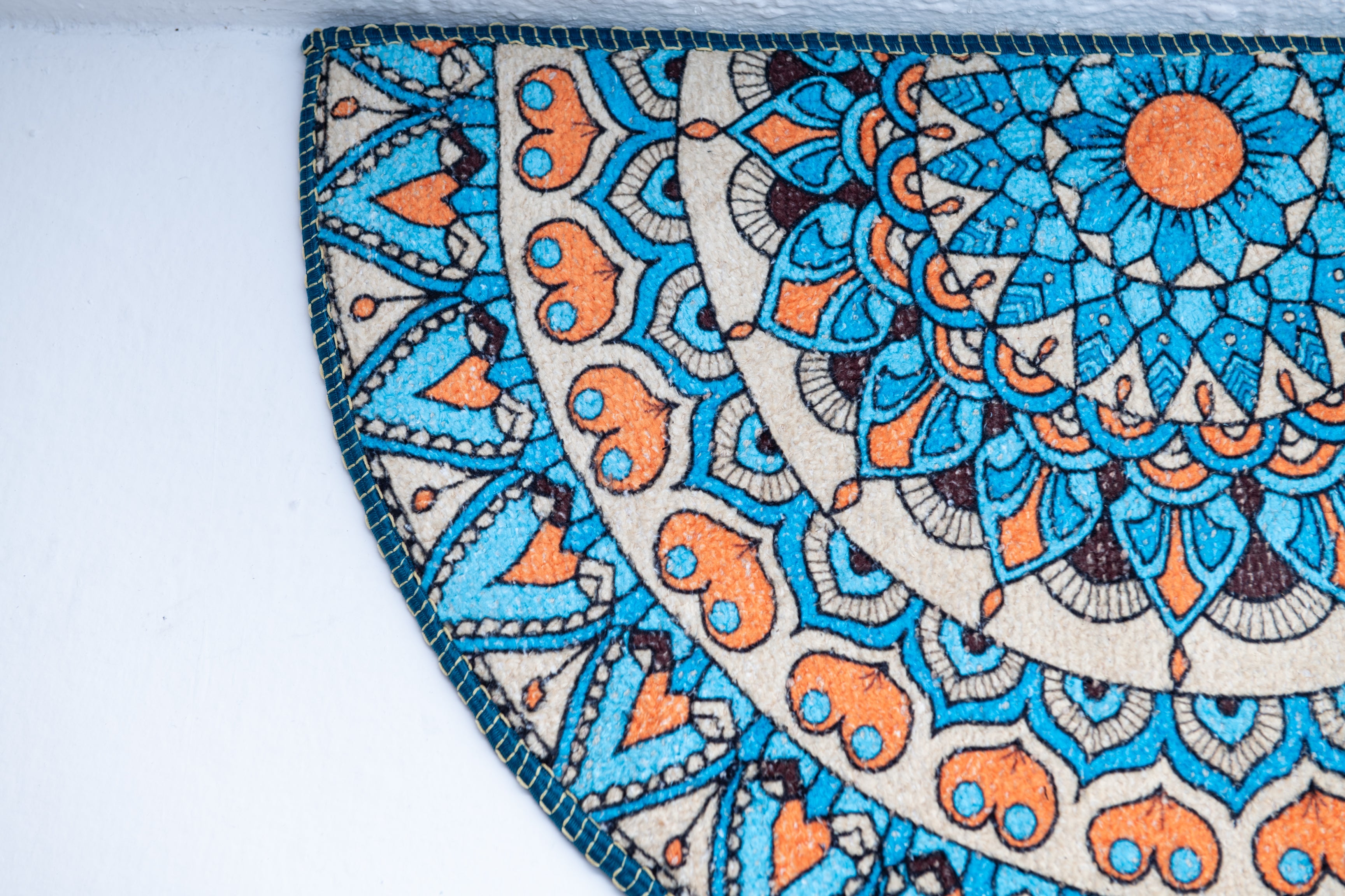 Blooming Blue-Hued Rangoli Pattern- Inside and Out