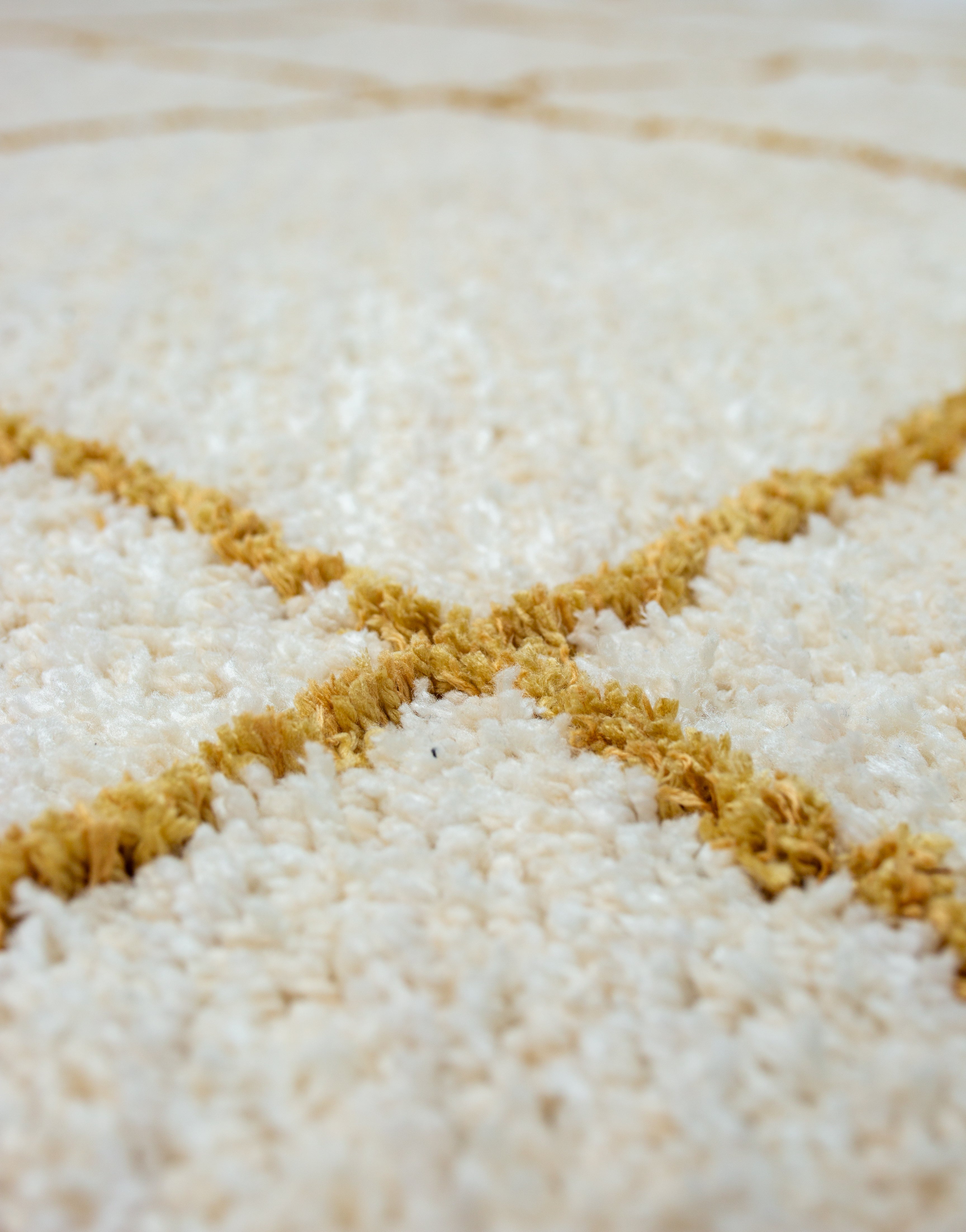 Microfiber Moroccan Geometric Rug -Cream and Golden Brown- Rectangle