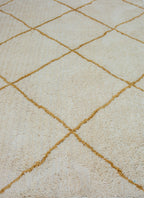 Microfiber Moroccan Geometric Rug -Cream and Golden Brown- Rectangle
