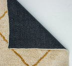 Microfiber Moroccan Geometric Rug -Cream and Golden Brown- Rectangle